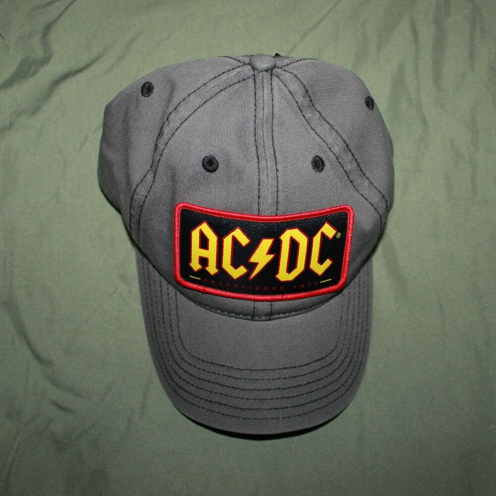 NWT Aeropostale AC/DC Adjustable Logo Patch Grey Unisex Hat